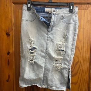 Guess distressed jeans skirt